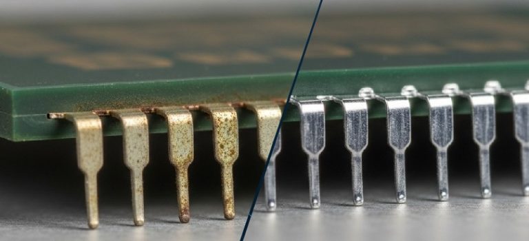 Before and after of a chip with oxidised terminations